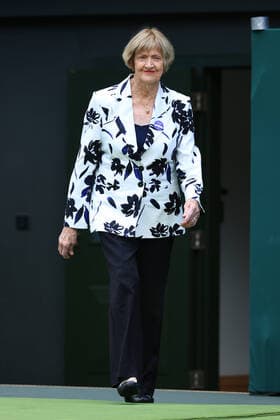 Tennis - Wimbledon (Day 7) 3rd July 2022 - Tennis - Wimbledon (Day 7) - Margaret Court walks out onto Centre Court during a ceremony to celebrate it s 100th anniversary - Photo: Simon Stacpoole Offside. London UK Copyright: xSimonxStacpoolexOffside