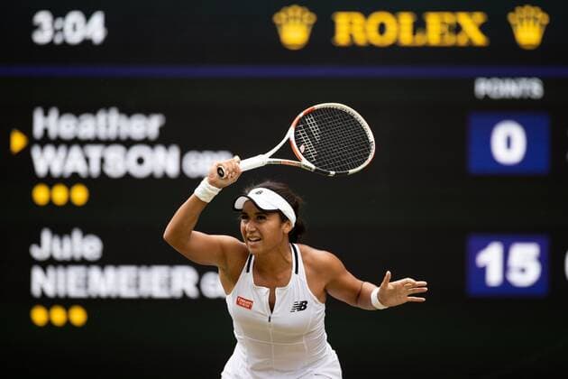Mandatory Credit: Photo by Ella Ling Shutterstock (13012853av) Heather Watson during her 4th round match Wimbledon Tennis Championships, Day 7, The All England Lawn Tennis and Croquet Club, London, UK - 03 Jul 2022 Wimbledon Tennis Championships, Day 7, The All England Lawn Tennis and Croquet Club, London, UK - 03 Jul 2022  Copyright: xEllaxLing Shutterstockx 13012853av