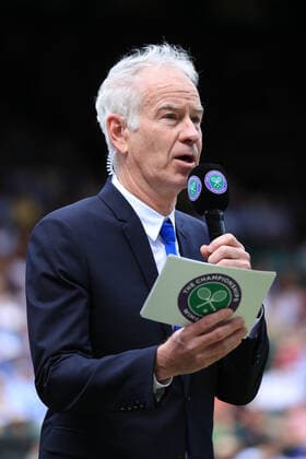 Tennis - Wimbledon (Day 7) 3rd July 2022 - Tennis - Wimbledon (Day 7) - Television presenter John McEnroe holds the microphone - Photo: Simon Stacpoole Offside. London UK Copyright: xSimonxStacpoolexOffside