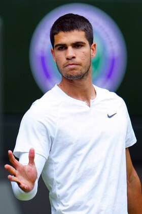 Mandatory Credit: Photo by James Veysey Shutterstock (13012857cx) Carlos Alcaraz during his fourth round match Wimbledon Tennis Championships, Day 7, The All England Lawn Tennis and Croquet Club, London, UK - 03 Jul 2022 Wimbledon Tennis Championships, Day 7, The All England Lawn Tennis and Croquet Club, London, UK - 03 Jul 2022  Copyright: xJamesxVeysey Shutterstockx 13012857cx