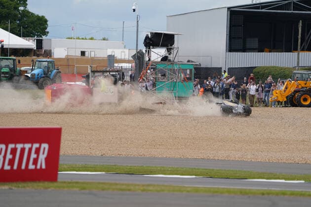 FORMULA 1 LENOVO BRITISH GRAND PRIX 2022, 03 07 2022 Guanyu Zhou 24 (CHI), Alfa Romeo C42 crash during the FORMULA 1 LENOVO BRITISH GRAND PRIX at Silverstone Circuit, Silverstone, United Kingdom on 3 July 2022 Editorial Use Only Copyright: xEleanorxHoadx ESM-0560-0011
