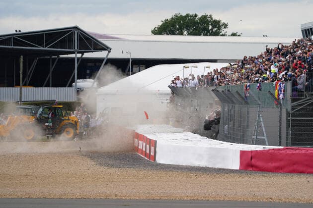 FORMULA 1 LENOVO BRITISH GRAND PRIX 2022, 03 07 2022 Guanyu Zhou 24 (CHI), Alfa Romeo C42 crash during the FORMULA 1 LENOVO BRITISH GRAND PRIX at Silverstone Circuit, Silverstone, United Kingdom on 3 July 2022 Editorial Use Only Copyright: xEleanorxHoadx ESM-0560-0014