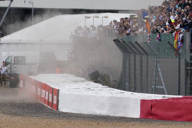 FORMULA 1 LENOVO BRITISH GRAND PRIX 2022, 03 07 2022 Guanyu Zhou 24 (CHI), Alfa Romeo C42 crash during the FORMULA 1 LENOVO BRITISH GRAND PRIX at Silverstone Circuit, Silverstone, United Kingdom on 3 July 2022 Editorial Use Only Copyright: xEleanorxHoadx ESM-0560-0020