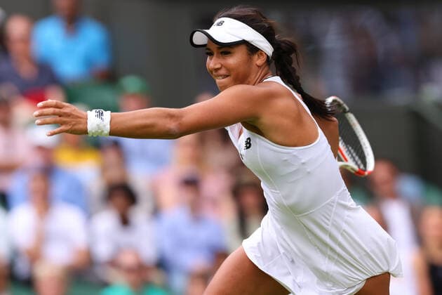 3rd July 2022, All England Lawn Tennis and Croquet Club, London, England; Wimbledon Tennis tournament; Heather Watson plays a forehand to Jule Niemeier in the ladies singles  ActionPlus12404652 ShaunxBrooks