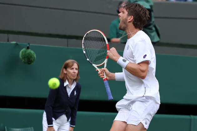 3rd July 2022, All England Lawn Tennis and Croquet Club, London, England; Wimbledon Tennis tournament; Cameron Norrie celebrates after he won the match against Tommy Paul in the mens singles  ActionPlus12404785 ShaunxBrooks