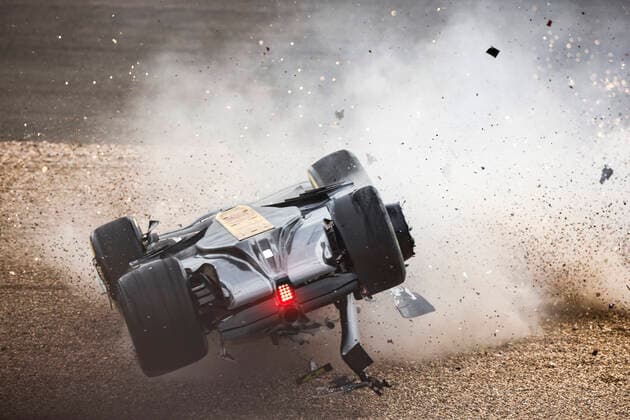 Crash of 24 Guanyu Zhou (CHN, Alfa Romeo F1 Team ORLEN) at the start, F1 Grand Prix of Great Britain at Silverstone Circuit on July 3, 2022 in Silverstone, United Kingdom. (Photo by HOCH ZWEI) Silverstone United Kingdom