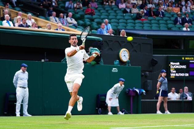 Mandatory Credit: Photo by Javier Garcia Shutterstock (13012857ii) Novak Djokovic during his fourth round match Wimbledon Tennis Championships, Day 7, The All England Lawn Tennis and Croquet Club, London, UK - 03 Jul 2022 Wimbledon Tennis Championships, Day 7, The All England Lawn Tennis and Croquet Club, London, UK - 03 Jul 2022  Copyright: xJavierxGarcia Shutterstockx 13012857ii