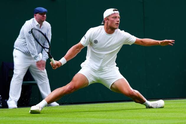 Mandatory Credit: Photo by Javier Garcia Shutterstock (13012857ig) Tim van Rijthoven during his fourth round match Wimbledon Tennis Championships, Day 7, The All England Lawn Tennis and Croquet Club, London, UK - 03 Jul 2022 Wimbledon Tennis Championships, Day 7, The All England Lawn Tennis and Croquet Club, London, UK - 03 Jul 2022  Copyright: xJavierxGarcia Shutterstockx 13012857ig