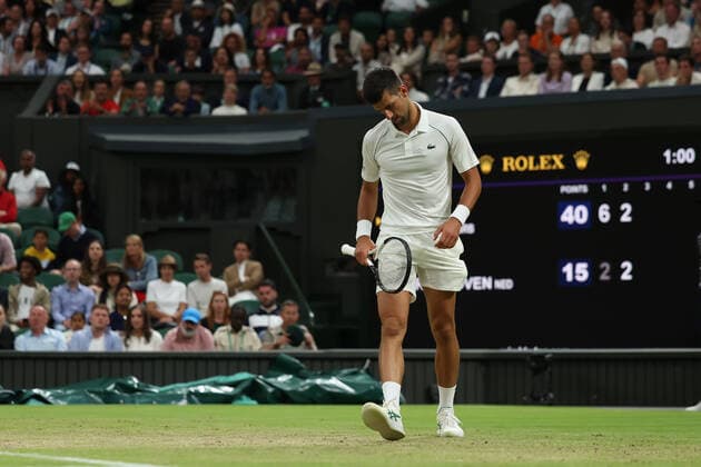 3rd July 2022, All England Lawn Tennis and Croquet Club, London, England; Wimbledon Tennis tournament; Novak Djokovic durning his mach with Tim van Rijthoven in the mens singles  ActionPlus12405032 ShaunxBrooks