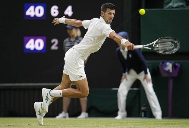 Tennis: Wimbledon championships Novak Djokovic of Serbia plays against Tim van Rijthoven of the Netherlands in the fourth round of the Wimbledon tennis tournament in London on July 3, 2022.  A14AA0001310025P