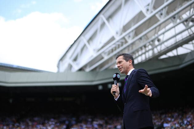 Tennis - Wimbledon (Day 7) 3rd July 2022 - Tennis - Wimbledon (Day 7) - Tim Henman holds a microphone on Centre Court - Photo: Simon Stacpoole Offside. London UK Copyright: xSimonxStacpoolexOffside