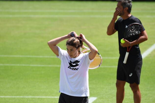 Tennis - Wimbledon 2022 - Nicolas Beuque entraineur de Alize Cornet - France TENNIS : Wimbledon 2022 - England - 04 07 2022 ChrysleneCaillaud Panoramic 