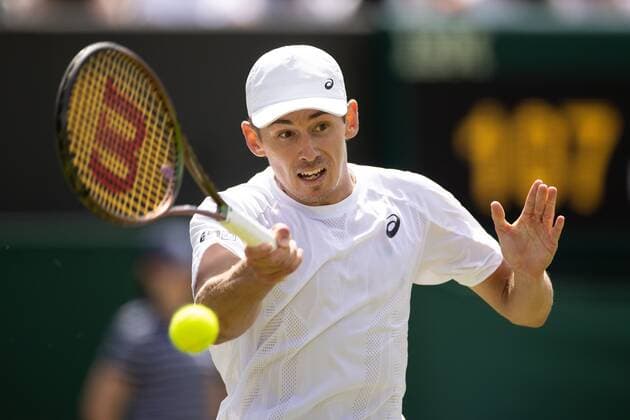 Mandatory Credit: Photo by Ella Ling Shutterstock (13012858d) Alex de Minaur during his fourth round match Wimbledon Tennis Championships, Day 8, The All England Lawn Tennis and Croquet Club, London, UK - 04 Jul 2022 Wimbledon Tennis Championships, Day 8, The All England Lawn Tennis and Croquet Club, London, UK - 04 Jul 2022  Copyright: xEllaxLing Shutterstockx 13012858d