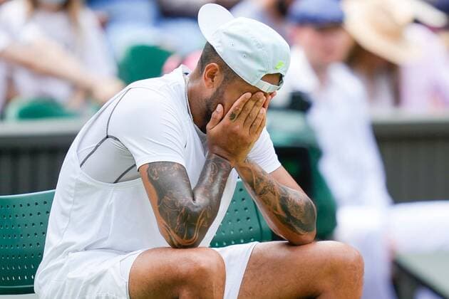 Mandatory Credit: Photo by Dave Shopland Shutterstock (13012860ap) Nick Kyrgios during his fourth round match Wimbledon Tennis Championships, Day 8, The All England Lawn Tennis and Croquet Club, London, UK - 04 Jul 2022 Wimbledon Tennis Championships, Day 8, The All England Lawn Tennis and Croquet Club, London, UK - 04 Jul 2022  Copyright: xDavexShopland Shutterstockx 13012860ap