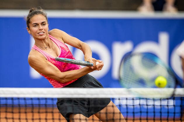 220704 Valentini Grammatikipoulou, Grekland, under dag 1 av WTA, Tennis Damen Nordea Open den 4 juli 2022 i Bastad. Copyright: CHRISTOFFERxBORGxMATTISSON BB220704CB086
