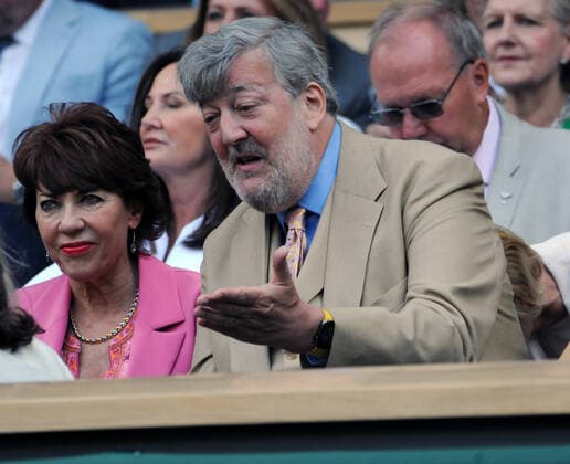 Tennis Championships - Week One - Day Eight - All England Lawn Tennis Club, Wimbledon - Monday 4th July 2022 Brandon Nakashima (USA) v Nick Kyrgios (AUS) Stephen Fry In the Royal Box 