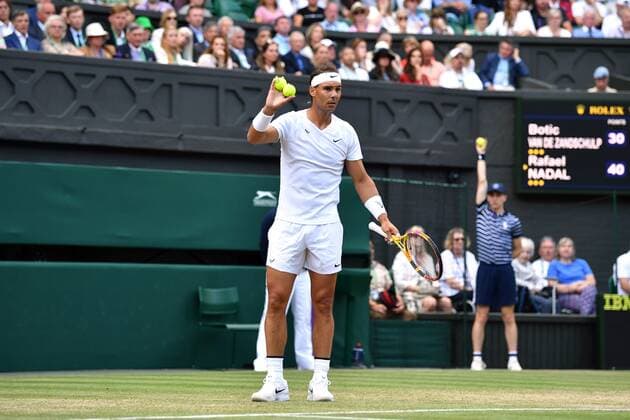 Mandatory Credit: Photo by James Veysey Shutterstock (13012861fq) Rafael Nadal during his fourth round match Wimbledon Tennis Championships, Day 8, The All England Lawn Tennis and Croquet Club, London, UK - 04 Jul 2022 Wimbledon Tennis Championships, Day 8, The All England Lawn Tennis and Croquet Club, London, UK - 04 Jul 2022  Copyright: xJamesxVeysey Shutterstockx 13012861fq