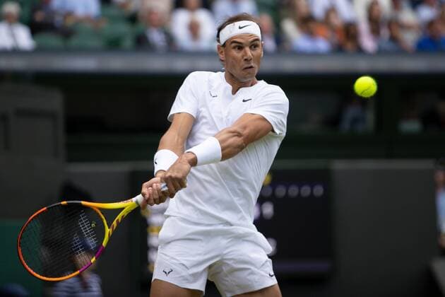Mandatory Credit: Photo by Ella Ling Shutterstock (13012858fc) Rafael Nadal during his fourth round match Wimbledon Tennis Championships, Day 8, The All England Lawn Tennis and Croquet Club, London, UK - 04 Jul 2022 Wimbledon Tennis Championships, Day 8, The All England Lawn Tennis and Croquet Club, London, UK - 04 Jul 2022  Copyright: xEllaxLing Shutterstockx 13012858fc