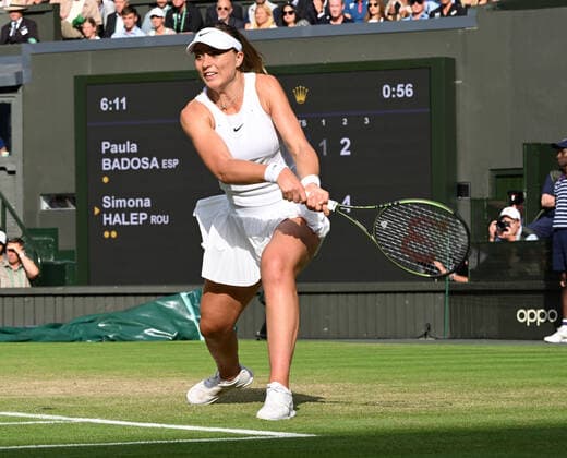 Tennis Championships - Week One - Day Eight - All England Lawn Tennis Club, Wimbledon - Monday 4th July 2022 Paula Badosa v Simona Halep Paula Badosa 