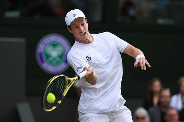 Tennis - Wimbledon (Day 7) 3rd July 2022 - Tennis - Wimbledon (Day 7) - Botic Van De Zandschlup (NED) in action against Rafael Nadal (ESP) during their Gentlemen s Singles Round of 16 match - Photo: Simon Stacpoole Offside. London UK Copyright: xSimonxStacpoolexOffside