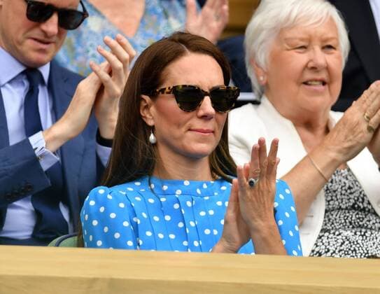 Mandatory Credit: Photo by James Veysey Shutterstock (13012868aq) Catherine Duchess of Cambridge in the Royal Box on Centre Court Wimbledon Tennis Championships, Day 9, The All England Lawn Tennis and Croquet Club, London, UK - 05 Jul 2022 Wimbledon Tennis Championships, Day 9, The All England Lawn Tennis and Croquet Club, London, UK - 05 Jul 2022  Copyright: xJamesxVeysey Shutterstockx 13012868aq