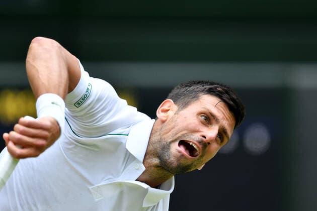 Mandatory Credit: Photo by James Veysey Shutterstock (13012868bk) Novak Djokovic during his quarter final match Wimbledon Tennis Championships, Day 9, The All England Lawn Tennis and Croquet Club, London, UK - 05 Jul 2022 Wimbledon Tennis Championships, Day 9, The All England Lawn Tennis and Croquet Club, London, UK - 05 Jul 2022  Copyright: xJamesxVeysey Shutterstockx 13012868bk