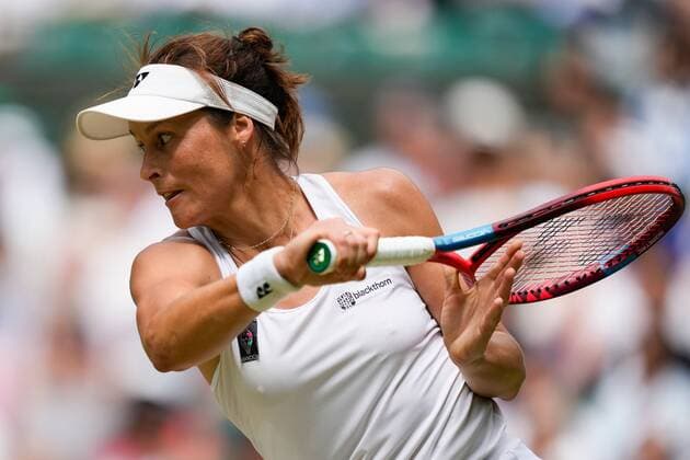Mandatory Credit: Photo by Dave Shopland Shutterstock (13012866ae) Tatjana Maria during her quarter final match Wimbledon Tennis Championships, Day 9, The All England Lawn Tennis and Croquet Club, London, UK - 05 Jul 2022 Wimbledon Tennis Championships, Day 9, The All England Lawn Tennis and Croquet Club, London, UK - 05 Jul 2022  Copyright: xDavexShopland Shutterstockx 13012866ae