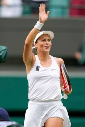 Mandatory Credit: Photo by Dave Shopland Shutterstock (13012866au) Tatjana Maria celebrates winning her quarter final match Wimbledon Tennis Championships, Day 9, The All England Lawn Tennis and Croquet Club, London, UK - 05 Jul 2022 Wimbledon Tennis Championships, Day 9, The All England Lawn Tennis and Croquet Club, London, UK - 05 Jul 2022  Copyright: xDavexShopland Shutterstockx 13012866au