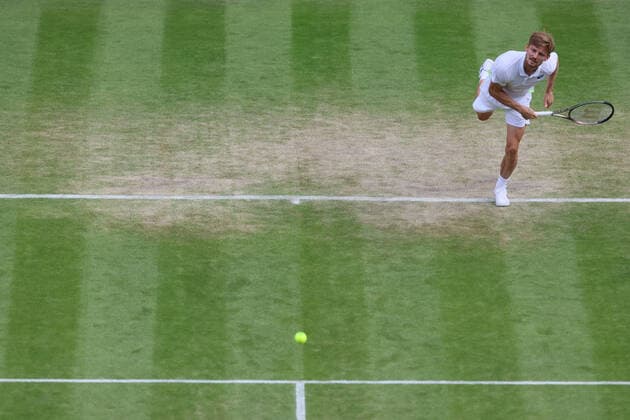 Belgian David Goffin pictured in action during a tennis match against UK Norrie in the 1 8 finals of the men s singles tournament at the 2022 Wimbledon grand slam tennis tournament at the All England Tennis Club, in south-west London, Britain, Tuesday 05 July 2022. BENOITxDOPPAGNE  x37032978x