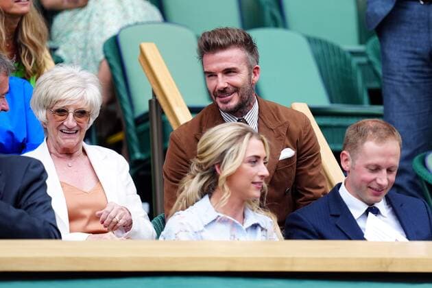 Mandatory Credit: Photo by Javier Garcia Shutterstock (13018042d) David Beckham and mother Sandra Beckham in the Royal Box on Centre Court Wimbledon Tennis Championships, Day 10, The All England Lawn Tennis and Croquet Club, London, UK - 06 Jul 2022 Wimbledon Tennis Championships, Day 10, The All England Lawn Tennis and Croquet Club, London, UK - 06 Jul 2022  Copyright: xJavierxGarcia Shutterstockx 13018042d