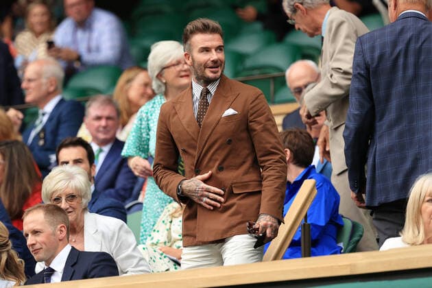 Tennis - Wimbledon (Day 10) 6th July 2022 - Tennis - Wimbledon (Day 10) - David Beckham arrives in the Royal Box on Centre Court - Photo: Simon Stacpoole Offside. London UK Copyright: xSimonxStacpoolexOffside