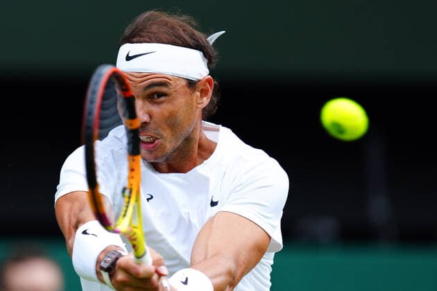 Mandatory Credit: Photo by Javier Garcia Shutterstock (13018042el) Rafael Nadal during his quarter-final match Wimbledon Tennis Championships, Day 10, The All England Lawn Tennis and Croquet Club, London, UK - 06 Jul 2022 Wimbledon Tennis Championships, Day 10, The All England Lawn Tennis and Croquet Club, London, UK - 06 Jul 2022  Copyright: xJavierxGarcia Shutterstockx 13018042el
