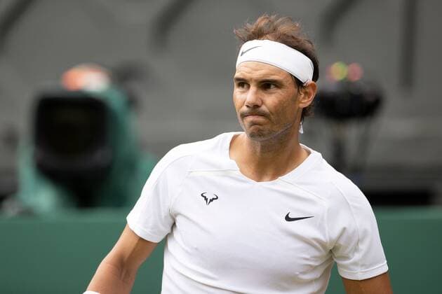 Mandatory Credit: Photo by Ella Ling Shutterstock (13018040ar) Rafael Nadal during his quarter final match Wimbledon Tennis Championships, Day 10, The All England Lawn Tennis and Croquet Club, London, UK - 06 Jul 2022 Wimbledon Tennis Championships, Day 10, The All England Lawn Tennis and Croquet Club, London, UK - 06 Jul 2022  Copyright: xEllaxLing Shutterstockx 13018040ar