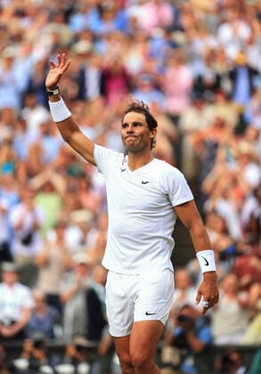 Tennis - Wimbledon (Day 10) 6th July 2022 - Tennis - Wimbledon (Day 10) - Rafael Nadal v Taylor Fritz - Nadal acknowledges the crowd after his five set victory. Photo: Simon Stacpoole Offside. London UK Copyright: xSimonxStacpoolexOffside