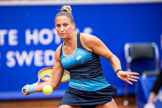 220707 Panna Udvardy, Ungern, under dag 4 av WTA, Tennis Damen Nordea Open den 7 juli 2022 i Bastad. Copyright: CHRISTOFFERxBORGxMATTISSON BB220707CB002