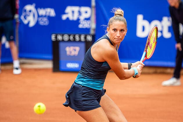 220707 Panna Udvardy, Ungern, under dag 4 av WTA, Tennis Damen Nordea Open den 7 juli 2022 i Bastad. Copyright: CHRISTOFFERxBORGxMATTISSON BB220707CB011