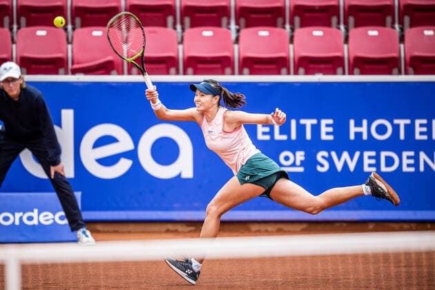 220707 Su Jeong Jang, Korea, under dag 4 av WTA, Tennis Damen Nordea Open den 7 juli 2022 i Bastad. Copyright: CHRISTOFFERxBORGxMATTISSON BB220707CB015