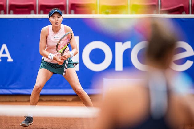 220707 Su Jeong Jang, Korea, under dag 4 av WTA, Tennis Damen Nordea Open den 7 juli 2022 i Bastad. Copyright: CHRISTOFFERxBORGxMATTISSON BB220707CB016