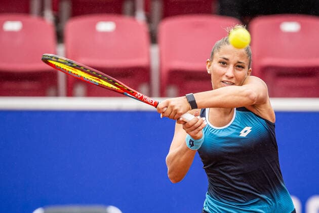 220707 Panna Udvardy, Ungern, under dag 4 av WTA, Tennis Damen Nordea Open den 7 juli 2022 i Bastad. Copyright: CHRISTOFFERxBORGxMATTISSON BB220707CB020