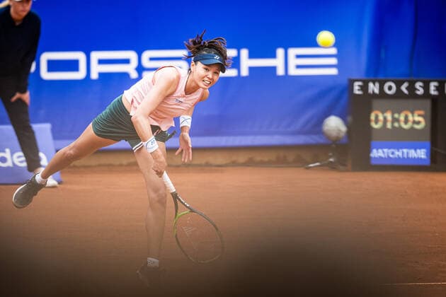 220707 Su Jeong Jang, Korea, under dag 4 av WTA, Tennis Damen Nordea Open den 7 juli 2022 i Bastad. Copyright: CHRISTOFFERxBORGxMATTISSON BB220707CB022