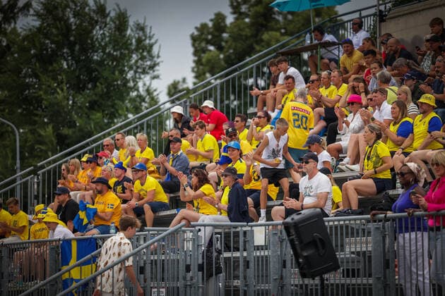 AMERICAN FOOTBALL - U19 European Championship, EM, Europameisterschaft VIENNA,AUSTRIA,07.JUL.22 - AMERICAN FOOTBALL - IFAF 2022 Men s U19 European Group A Championships, Sweden vs France. Image shows fans of SWE.  GEPAxpictures xDavidxBitzan