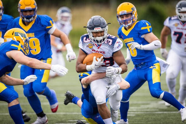 AMERICAN FOOTBALL - U19 European Championship, EM, Europameisterschaft VIENNA,AUSTRIA,07.JUL.22 - AMERICAN FOOTBALL - IFAF 2022 Men s U19 European Group A Championships, Sweden vs France. Image shows Alexis Pitou (FRA).  GEPAxpictures xDavidxBitzan