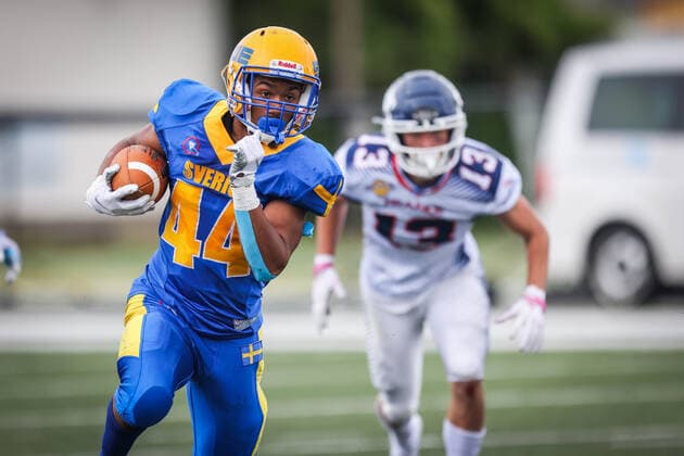 AMERICAN FOOTBALL - U19 European Championship, EM, Europameisterschaft VIENNA,AUSTRIA,07.JUL.22 - AMERICAN FOOTBALL - IFAF 2022 Men s U19 European Group A Championships, Sweden vs France. Image shows Oliver Lundberg (SWE).  GEPAxpictures xDavidxBitzan