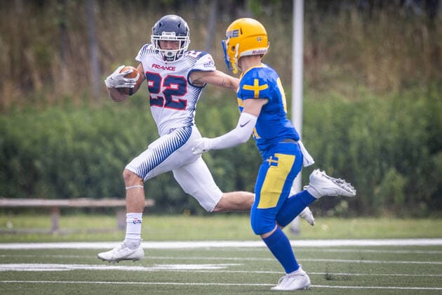 AMERICAN FOOTBALL - U19 European Championship, EM, Europameisterschaft VIENNA,AUSTRIA,07.JUL.22 - AMERICAN FOOTBALL - IFAF 2022 Men s U19 European Group A Championships, Sweden vs France. Image shows Robin Collioud (FRA).  GEPAxpictures xDavidxBitzan