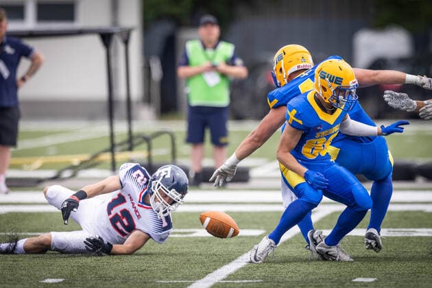 AMERICAN FOOTBALL - U19 European Championship, EM, Europameisterschaft VIENNA,AUSTRIA,07.JUL.22 - AMERICAN FOOTBALL - IFAF 2022 Men s U19 European Group A Championships, Sweden vs France. Image shows Ewen Le Dez (FRA).  GEPAxpictures xDavidxBitzan