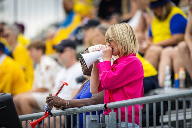 AMERICAN FOOTBALL - U19 European Championship, EM, Europameisterschaft VIENNA,AUSTRIA,07.JUL.22 - AMERICAN FOOTBALL - IFAF 2022 Men s U19 European Group A Championships, Sweden vs France. Image shows fans of FRA.  GEPAxpictures xDavidxBitzan