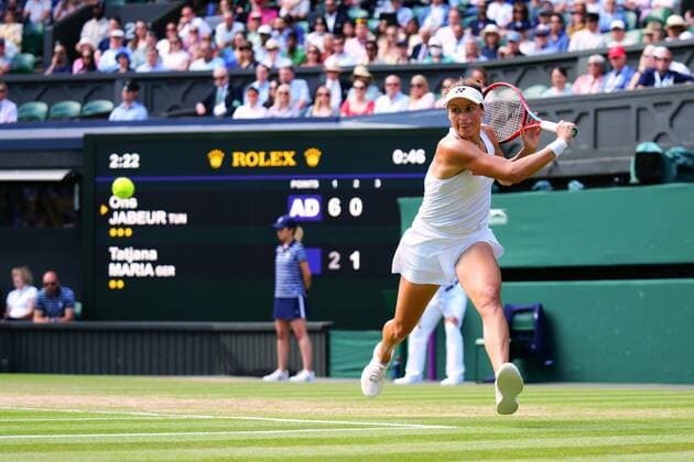 Mandatory Credit: Photo by Javier Garcia Shutterstock (13018047ah) Tatjana Maria during her semi final match Wimbledon Tennis Championships, Day 11, The All England Lawn Tennis and Croquet Club, London, UK - 07 Jul 2022 Wimbledon Tennis Championships, Day 11, The All England Lawn Tennis and Croquet Club, London, UK - 07 Jul 2022  Copyright: xJavierxGarcia Shutterstockx 13018047ah