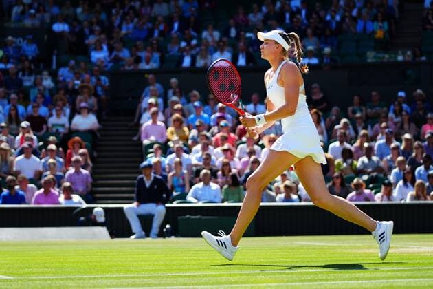 Mandatory Credit: Photo by Javier Garcia Shutterstock (13018047bj) Elena Rybakina during her semi final match Wimbledon Tennis Championships, Day 11, The All England Lawn Tennis and Croquet Club, London, UK - 07 Jul 2022 Wimbledon Tennis Championships, Day 11, The All England Lawn Tennis and Croquet Club, London, UK - 07 Jul 2022  Copyright: xJavierxGarcia Shutterstockx 13018047bj