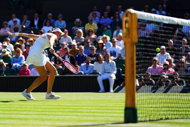 Mandatory Credit: Photo by Javier Garcia Shutterstock (13018047ci) Elena Rybakina during her semi final match Wimbledon Tennis Championships, Day 11, The All England Lawn Tennis and Croquet Club, London, UK - 07 Jul 2022 Wimbledon Tennis Championships, Day 11, The All England Lawn Tennis and Croquet Club, London, UK - 07 Jul 2022  Copyright: xJavierxGarcia Shutterstockx 13018047ci