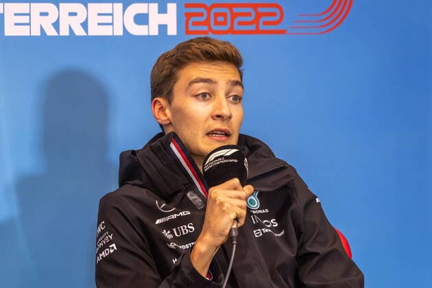 07.07.2022, Red Bull Ring, Spielberg, AUT, FIA, Formel 1, Grosser Preis von Österreich, Vorbericht, im Bild George Russel (GBR Mercedes) George Russel (GBR Mercedes) during preliminary reports befor the Austrian FIA Formula One Grand Prix at the Red Bull Ring in Spielberg, Austria on 2022 07 07. Expa Spielberg